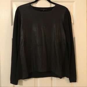 Olivaceous Faux Leather Fromt Panel Top - M